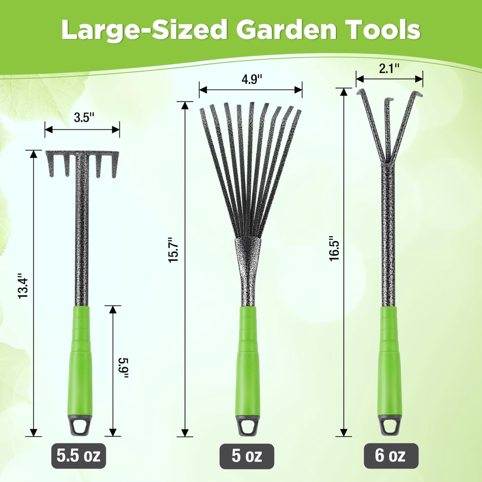 6-piece Garden Tool Set  Heavy Duty Gardening Hand Tools With Soft Rubber Handle Including Trowel Rakes 2-in-1 Hoe And Crack Weeder Ideal Gifts For Men Women