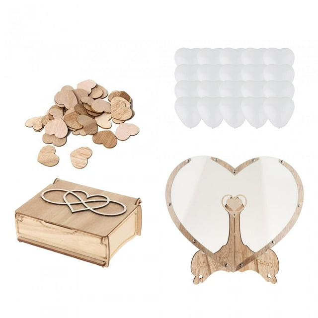 Corazón Boda Libro de invitados Libro de invitados Caja de entrega de boda con 80 Corazones Visitantes Firmar Libro de invitados de boda para centros