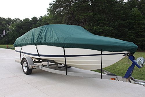 New VORTEX 5 YEAR CANVAS HEAVY DUTY GREEN VHULL FISH SKI RUNABOUT COVER FOR 19 to 20' FT BOAT, IDEAL FOR 96" BEAM... by VORTEX DIRECT