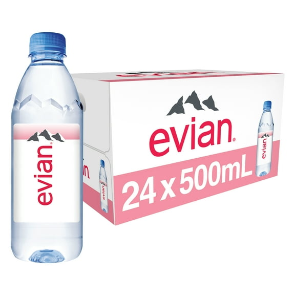 evian Natural Spring Drinking Water, 16.9 fl oz, 24 Pack Bottles