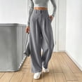 thumbnail image 2 of LWFFDAW Wide Leg Dress Pants for Women High Waist Baggy Slacks Pant Summer Lightweight Comfy Business Work Trousers with Pockets, 2 of 7