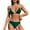 Green, variant on Women's Triangle Bikini Set Contrast Brim Double Strap Bikini Set Lace Back High Waist Two Piece Swimsuit Bathing Suits Orange