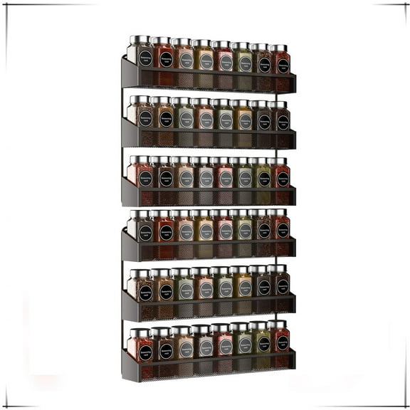 Auledio 2 Pack 3 Tier Metal Spice Rack Wall Mount Seasoning Jars Rack for Cupboard, Pantry Door, Bronze