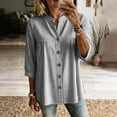 thumbnail image 4 of ShomPort V Neck Blouse for Women Loose 3/4 Sleeve Flowy Cotton Linen Casual Button down Tops, 4 of 7
