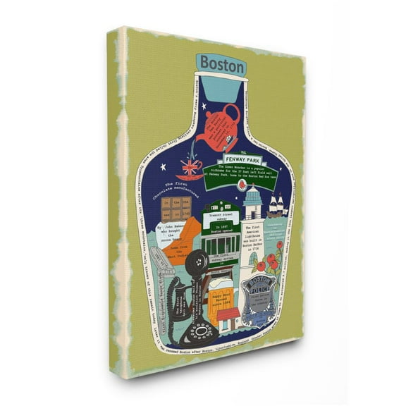 Stupell Industries Vintage City Jar Boston Massachusetts Interesting Fun Facts Designed by Sangita Bachelet