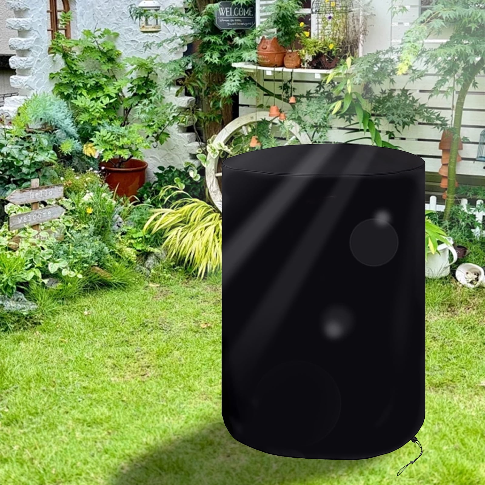 55 Gallon Drum Cover Water Storage Barrel Cover Outdoor Waterproof Rain Barrel Protector Rain Guard Lid Bucket Drum Shield with Drawstring 210D Oxford for Plastic Steel Water Collector