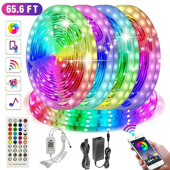 Led Strip Lights 65.6 Feet,Ultra Long App Control Led Light Strip with Remote,Led Lights for Bedroom,Music Color Changing for Room,Home and Kitchen