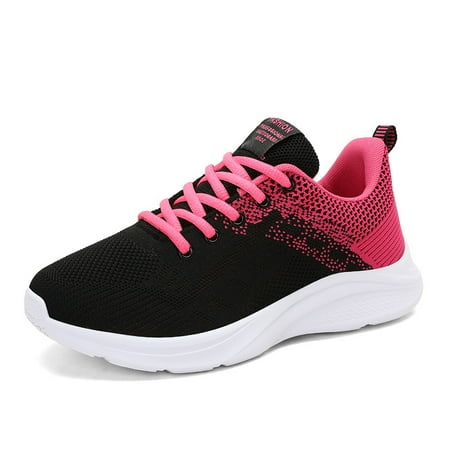 

Hot Pink Lightweight Mesh Sneakers Breathable Lace-Up Running Shoes Women‘s Casual & Stylish Everyday Shoes