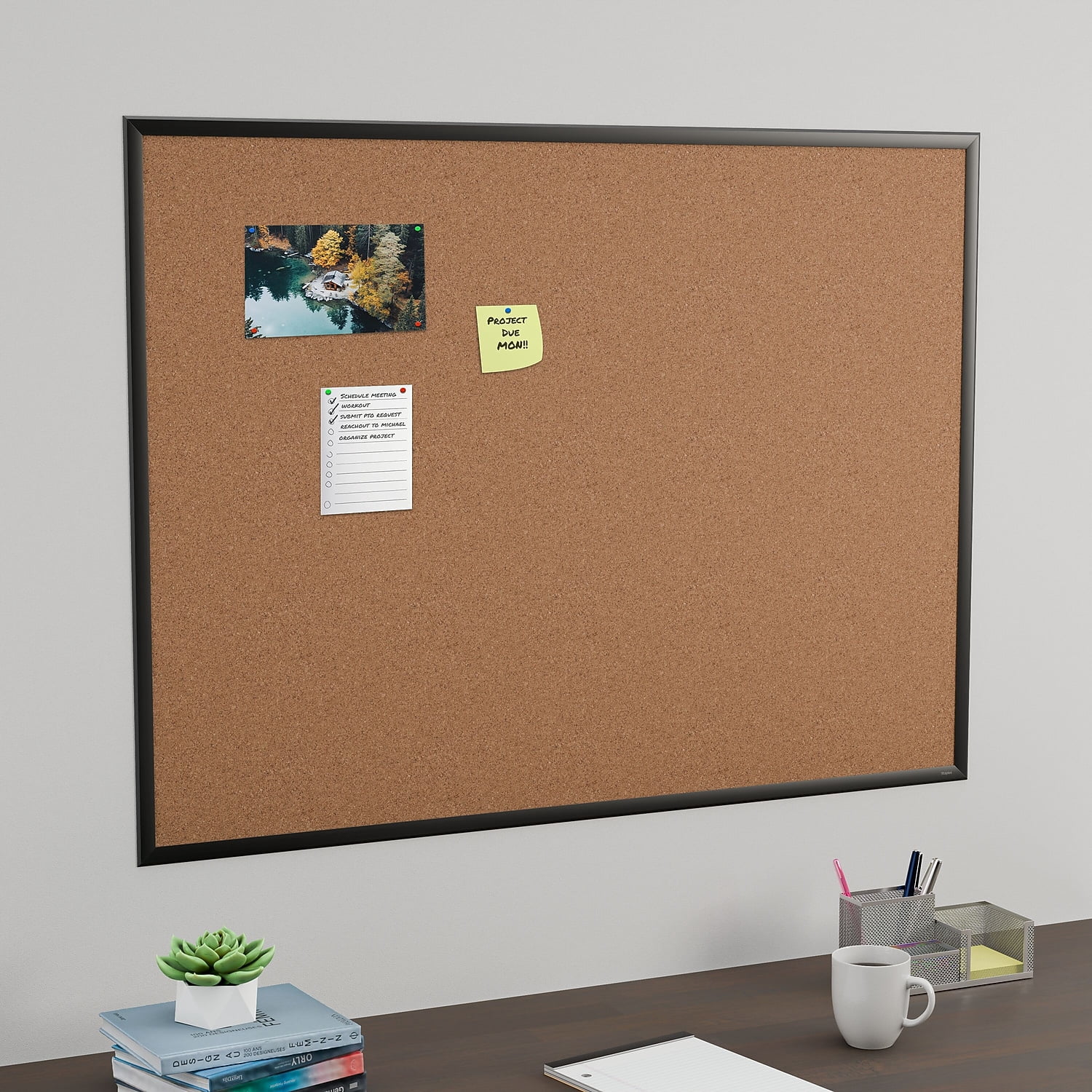 Staples Cork Bulletin Board Black Frame 4' x 3' (ST62834)