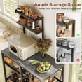 thumbnail image 4 of Huuger 31.5 Inch Bakers Rack with Power Outlets, Kitchen Microwave Stand with Storage, Coffee Bar with 4 Hooks, 3-Level Height Open Shelves, Grey, 4 of 8