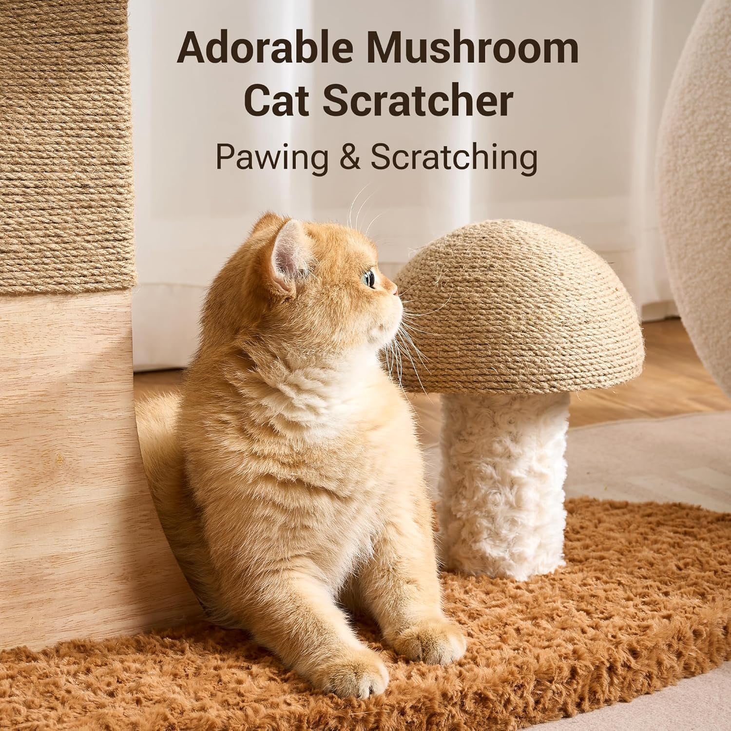 Modern Cat Tree Tower for Indoor Cats Large Adult, 37 inch Flower Cat Tree with Scratching Post, Luxury Aesthetic Cat Tree with Cloud-Soft Flower Perches and Physical Mouse-Sound Hanging Toy
