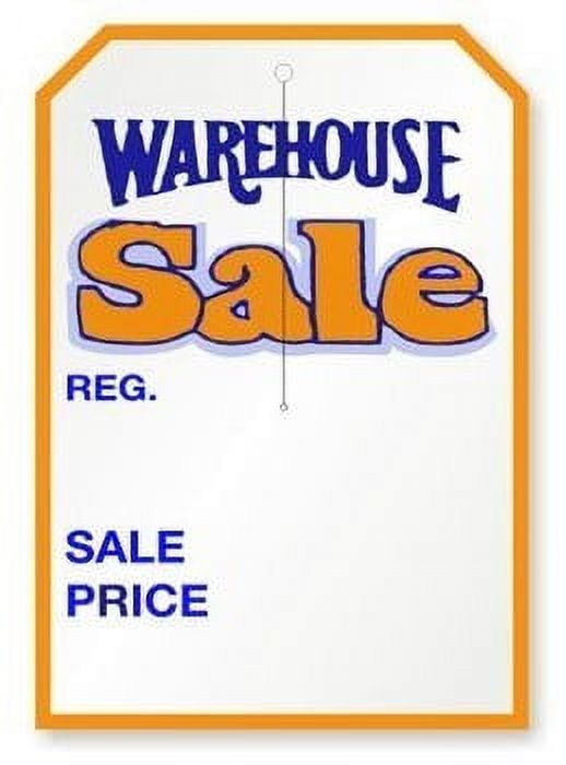 WAREHOUSE Sale Large Merchandise Tag w 3.25 Slit, 5 x 7 Cardstock 12  Pt., Blue and Orange on White, 2 Clip Corners - Pack of 250 Tags 