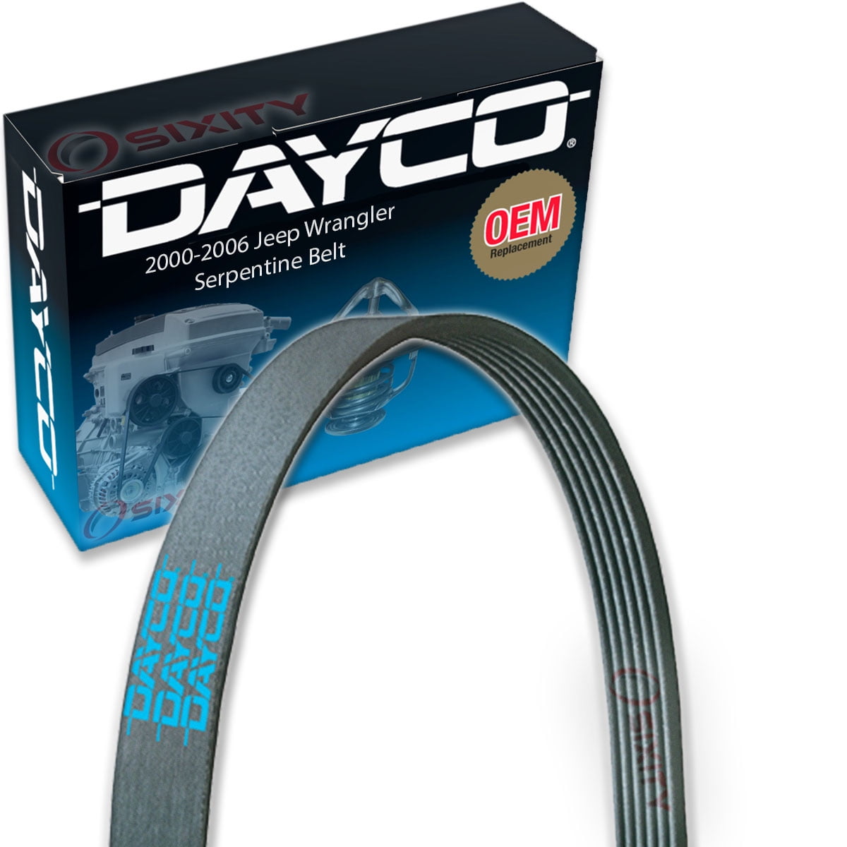 Dayco Main Drive Serpentine Belt compatible with Jeep Wrangler  L6 2000- 2006 Accessory Drive Belts Cooling System 