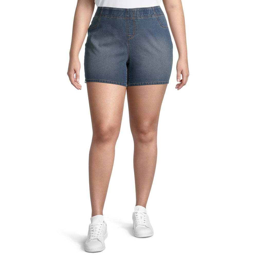 A3 Denim - A3 Women's Plus Size 5 Inch Elastic Waistband Pull On Shorts ...