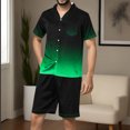 thumbnail image 5 of Hvyesh Men Satin Silk Pajamas Set with Pockets Sleepwear Shorts Satin Summer Loungewear 2 Piece Button Down Set, 5 of 5