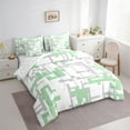thumbnail image 3 of Manfei Modern Gaometry Aesthetic 7pcs Bedding Comforter Set,Pixel Geometric Queen Bedding Sets,Gray Green White Queen Sheet Sets For Boys,Ultra Soft Home Decor Reversible, 3 of 8