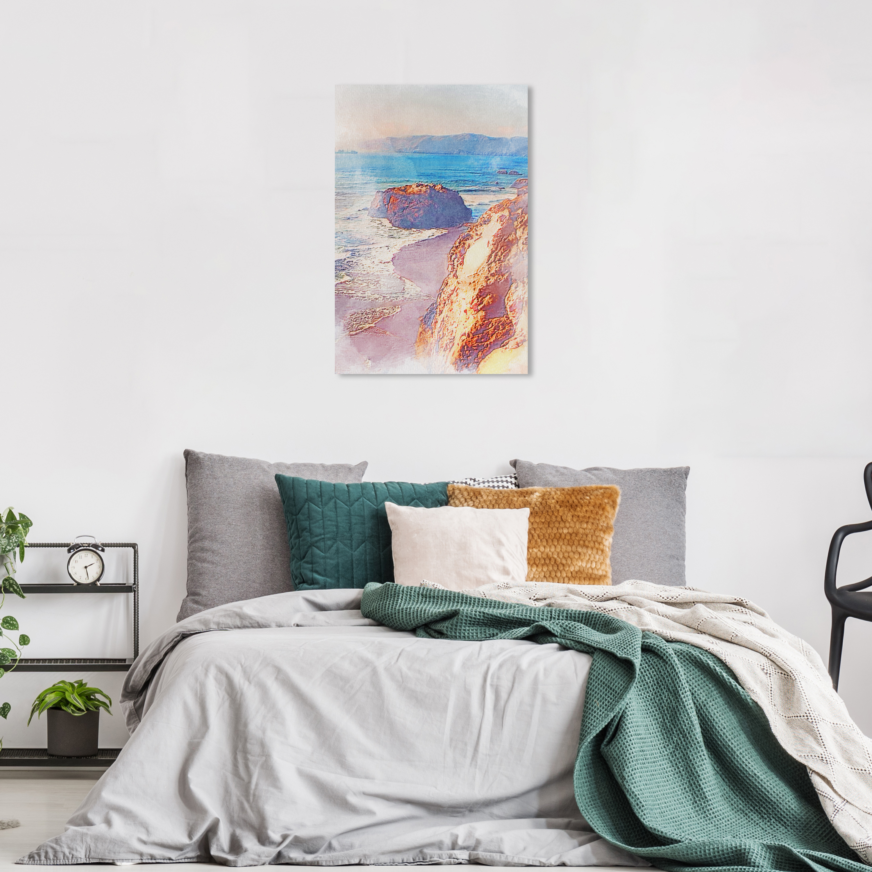 Wynwood Studio Canvas Cliffside Waves Nautical and Coastal Wall Art Canvas Print Blue 24x36