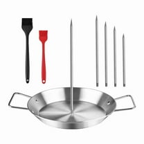 Vertical Skewer for Grill & Oven - Stainless Steel Al Pastor Skewer with Gyro Pan, 5 Adjustable Spikes (6-14Inch)