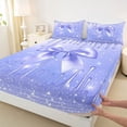 thumbnail image 3 of Feelyou Dreamy Bow-tie Child Twin Sheet Sets, Cartoon Princess Bowknot Twin Fitted Sheet, Bling Stars Sequin Print Flat Sheet, Luxury Bedroom Decor, 3 Pieces, 3 of 7