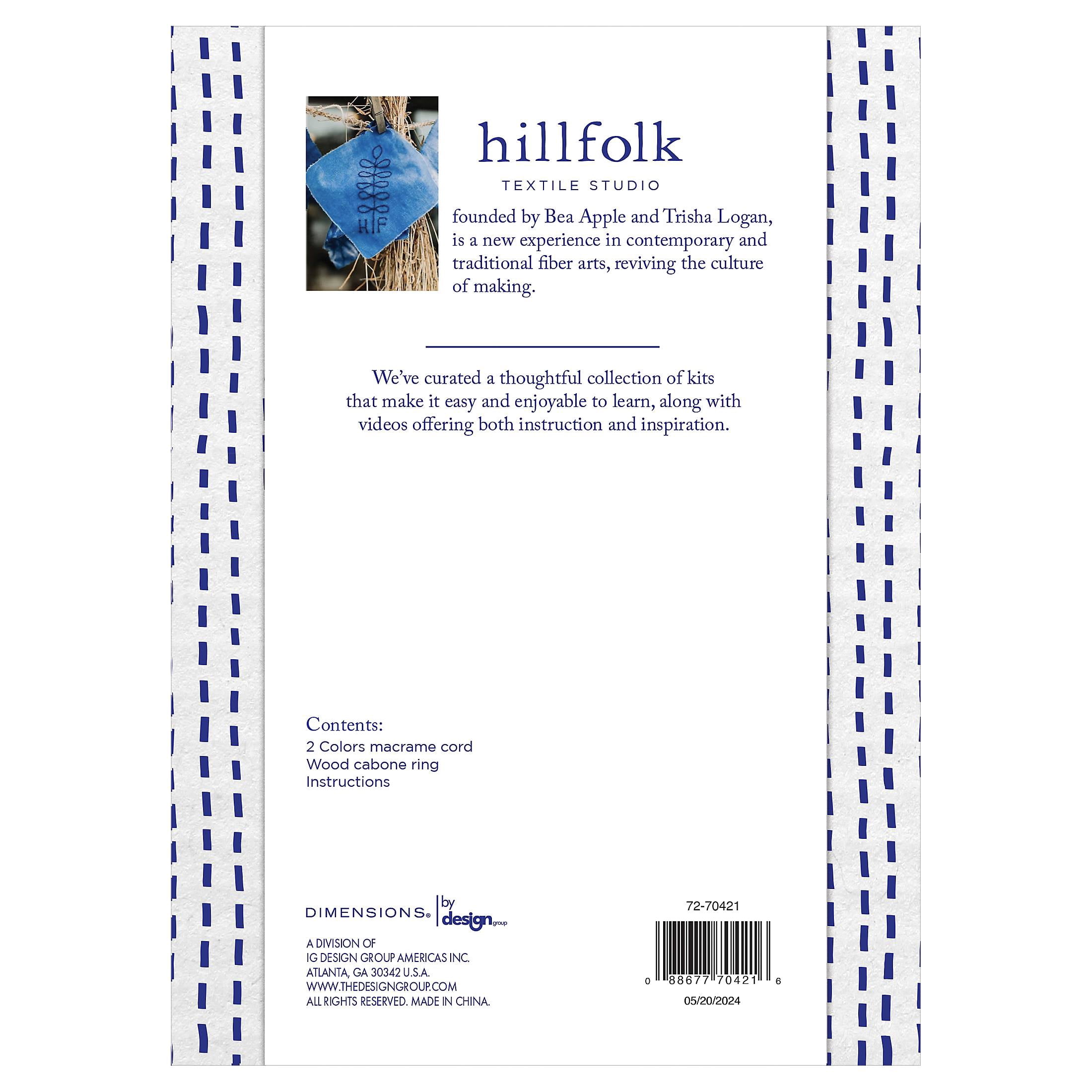 Hillfolk Macrame Feather Kit- Includes Macrame Cording, Wood Cabone Ring For Hanging, And Instructions. Makes One Feather.