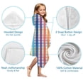 thumbnail image 7 of Colorful Striped Checkered Pattern Hooded Bath Towel，50"x30" for Ages 3 To 12 Kids, Quick Dry Lightweight Soft Microfiber Hood Beach Towel Cover Up for Kids, 7 of 7