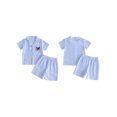 thumbnail image 2 of Cenuakty LIttle Kids 12M-5T Baby Boy 4th of July Outfit Striped Embroidered Button Down Short Sleeve Tops and Shorts 2 Pcs Set, 2 of 9
