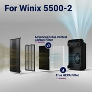 Genuine Winix 116130 Replacement Filter H for 5500-2 Air Purifier, 1 year worth of filtration with 99.99% down to .003 microns True HEPA and washable carbon filter