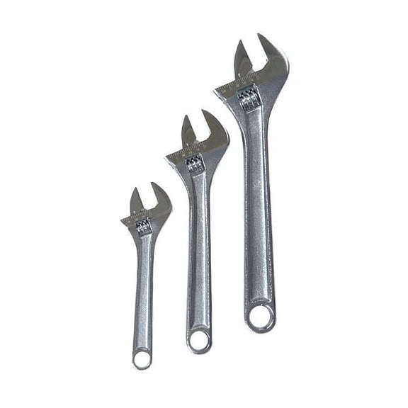 Westward 3-Piece Chrome Adjustable Wrench Set (6 in, 8 in, 10 in) 1NYB8