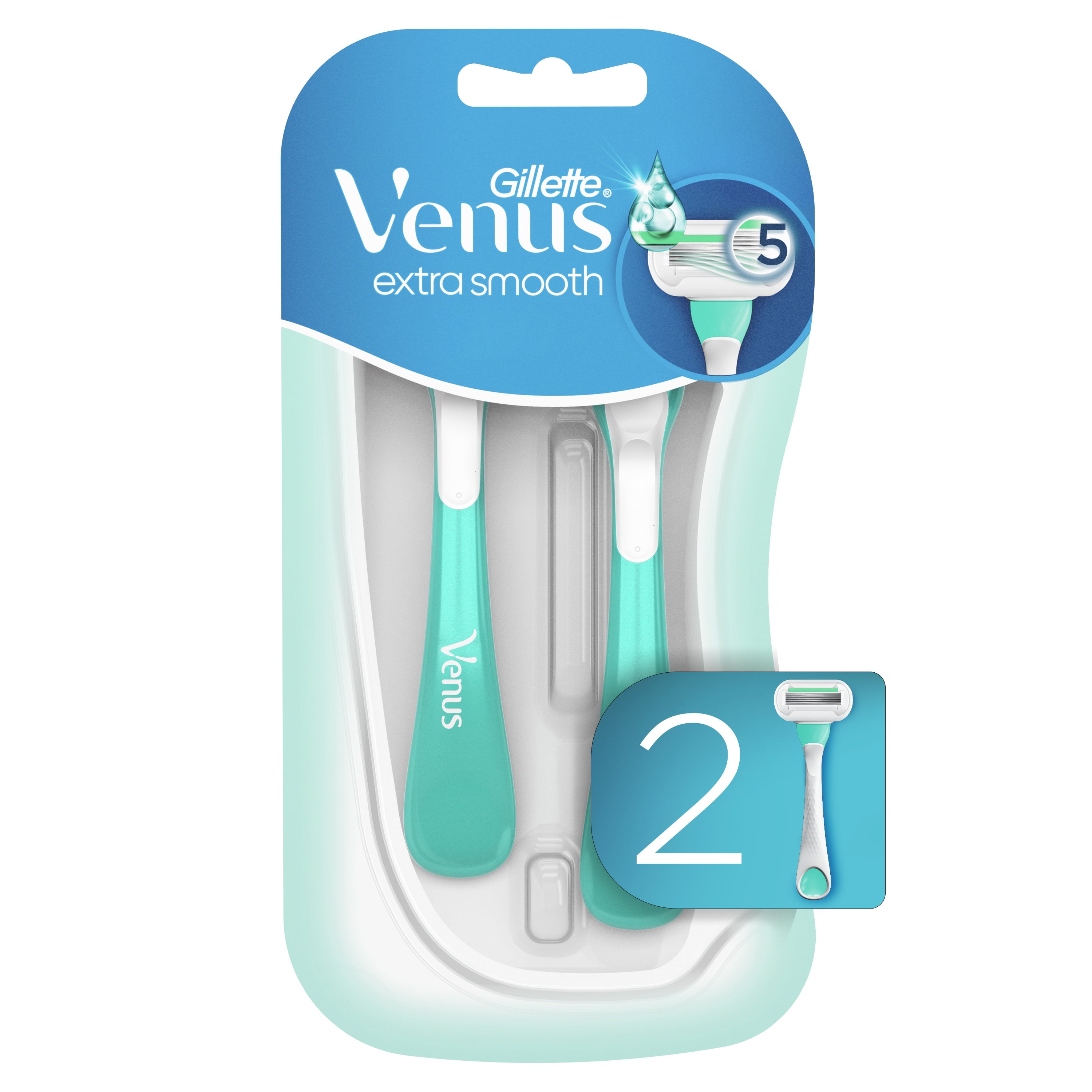 Gillette Venus Extra Smooth Sensitive Womens Disposable Razors, 2 Pack
