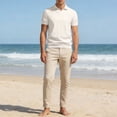 thumbnail image 4 of Mens Polos Golf Solid Color Shirt Business Casual Short Sleeve Knit Silk Smooth Drape Comfortable Collar Mens Shirts Beige M, 4 of 9