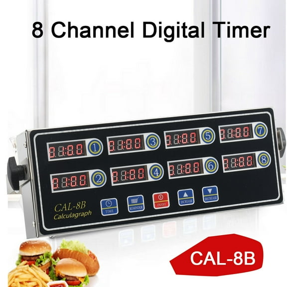 TABODD Commercial Large Display Digital Kitchen Timer 8 Channels Cooking Timer Reminder Restaurant Clock Adjustable Loud Alarm