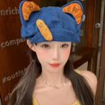 thumbnail image 7 of Slccxzc 3D Cat Ear Denim Beret, Flip Brim Foldable Newsboy Cap for Women, 7 of 7