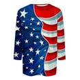 thumbnail image 5 of 4th of July Shirts Red White and Blue Blouse Women Patriotic T Shirts Women Red White and Blue Tops 4th of July Tee Women Independence Day Fashion Printed Round Neck 3/4 Sleeve T-Shirt Top, 5 of 5