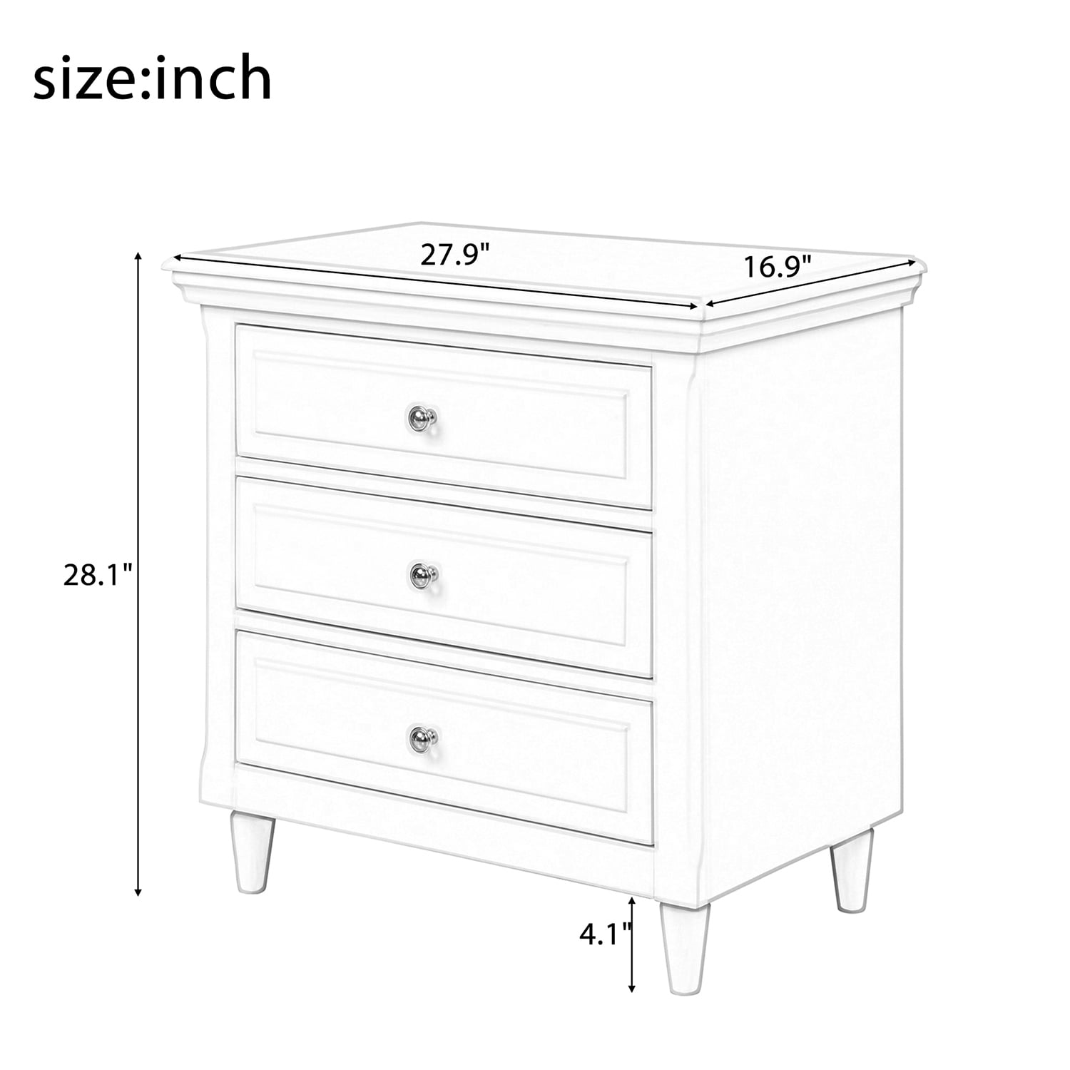 Kadyn Night Stand, Pine Bedside Cabinet with 3-Drawer, Modern Wood Nightstand for Bedroom, Black Kadyn Night Stand, Pine Bedside Cabinet with 3-Drawer, Modern Wood Nightstand for Bedroom, Black