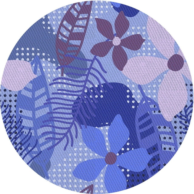 Ahgly Company Tapis d'Intérieur Lavable à la Machine, Carré, Transitionnel, Bleu, Tapis de Zone, 3 Pieds Carré