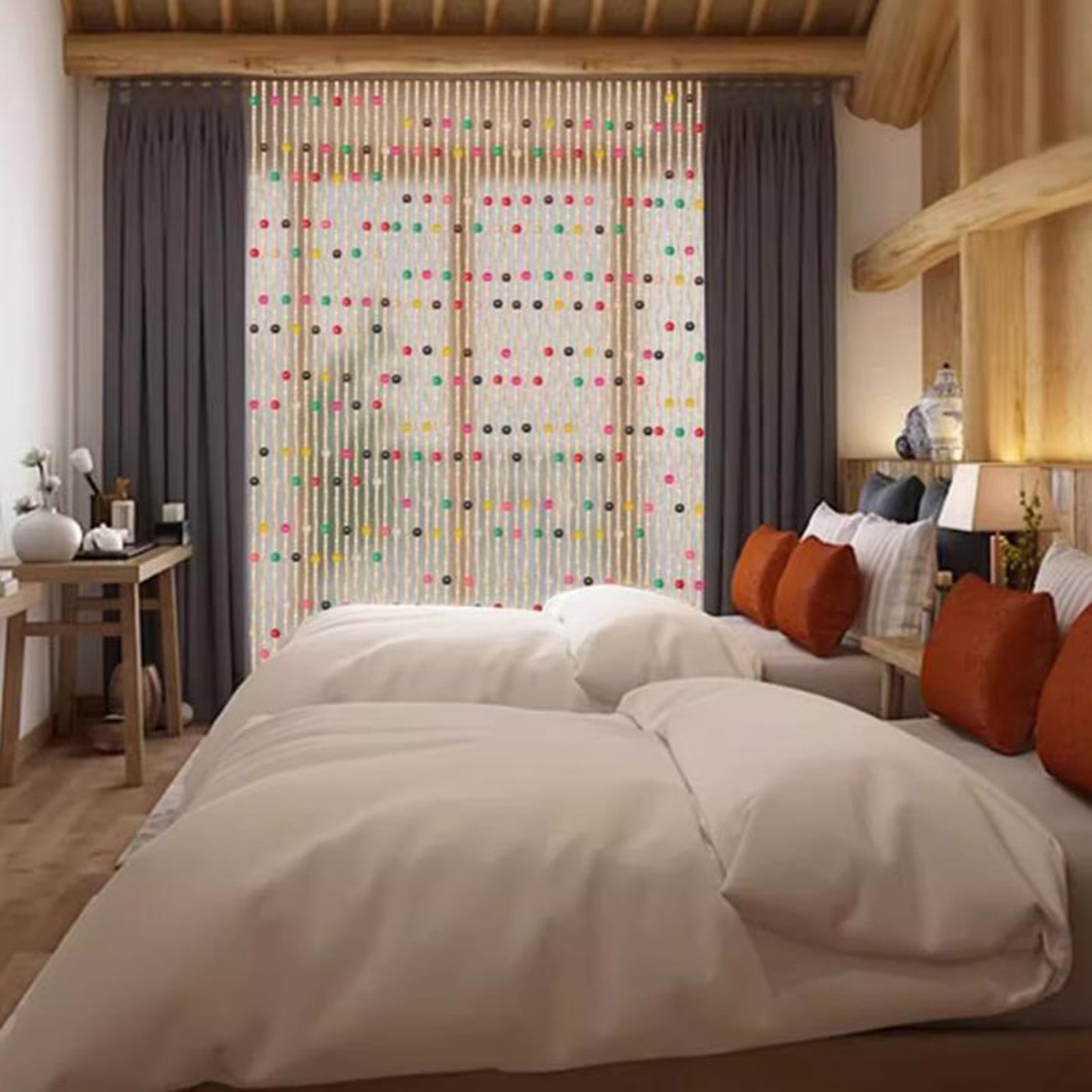 Hanging bamboo curtain door curtain, door curtain bead curtain fly curtain, room divider curtain for bedroom living room balcony door