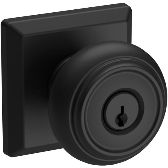 Baldwin Reserve ENTRATSR190 Entry Traditional Knob and Square Rose with 6AL Latch and Dual Strike Satin Black Finish