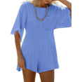 thumbnail image 2 of Women Summer Jumpsuit Casual Short Sleeve Round Neck Shorts Romper, 2 of 3