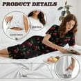 thumbnail image 6 of DISNIMO Cherry Printed Pajama Set for Women, Comfy Sleepwear Summer 2 Piece Pjs Set Tops and Capri Pant Lounge for Home, 4XL, 6 of 7