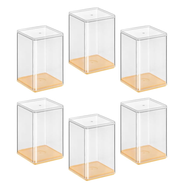 Organizador de almacenamiento apilable de decoración multiusos con 6 vitrinas transparentes Amarillo