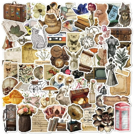 50pcs Retro Vintage Cottagecore Stickers Laptop Tablet Phone Luggage  Scrapbooking Guitar Aesthetic Decal Sticker Toy Kids