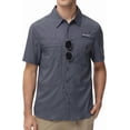 thumbnail image 6 of Zehisen Men's UPF 50+ Sun Protection Short Sleeve Safari Shirts Fishing Shirts Hiking Work Casual Shirt with Zipper Pocket, Gray XL, 6 of 7