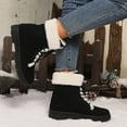 thumbnail image 4 of XIMIN Women Thicken Plush Short Boots Winter Fashion Snow Boots Fur Lining Chunky Block Lug Sole Ankle Boots Mid-calf Lace-up Cotton Shoes, 4 of 8