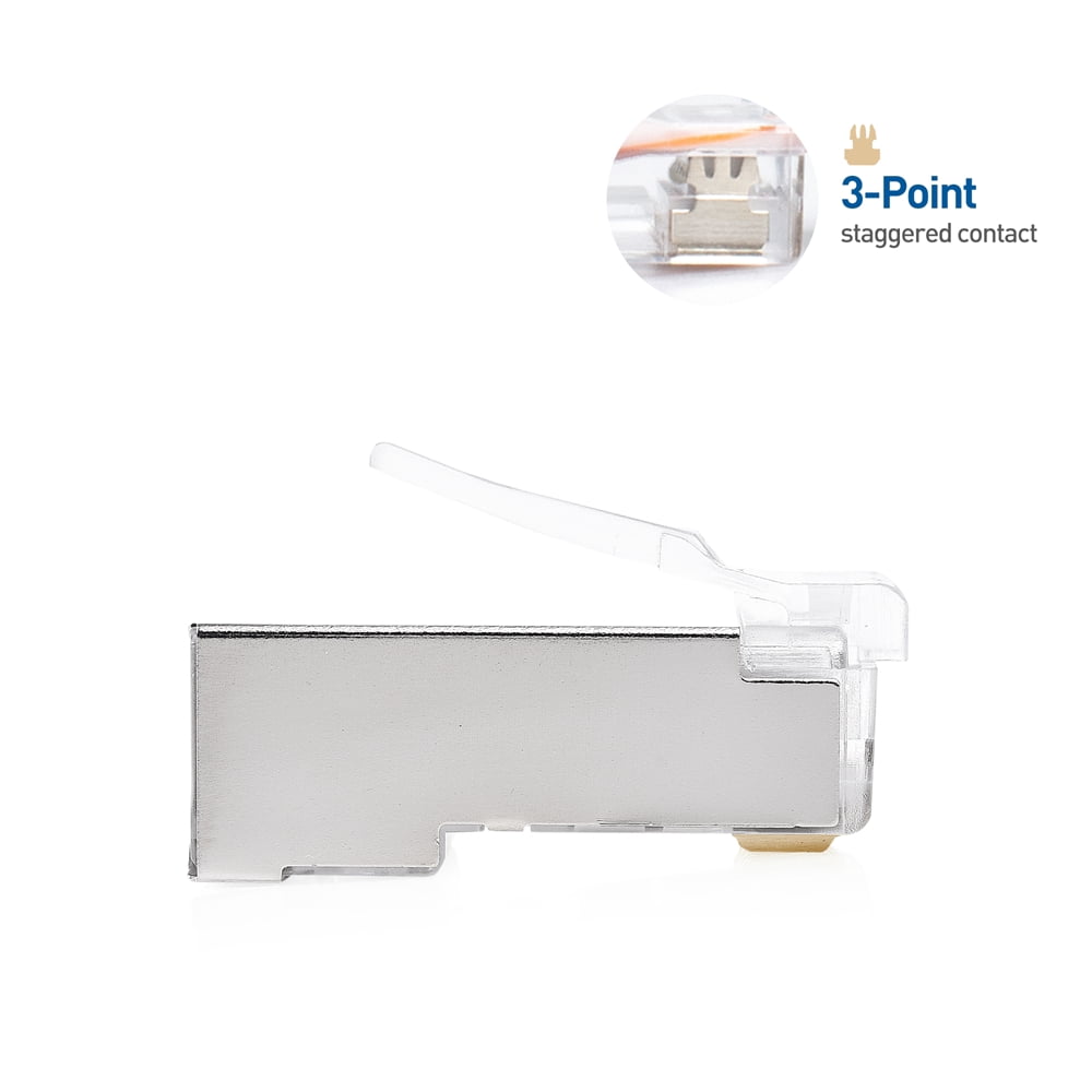 Cable Matters 100-Pack Cat 6A Shielded RJ45 Pass-Through Connectors - For Solid/Stranded Ethernet Cable