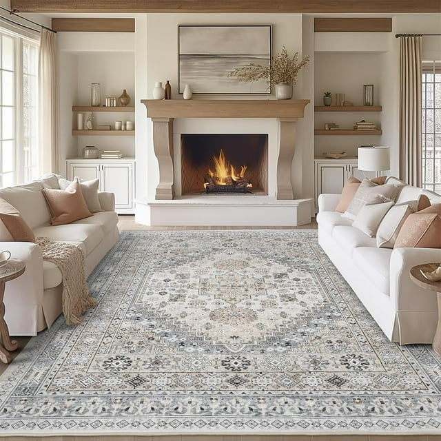 x Area Rugs for Living Room Backing Washable Rugs Vintage Large Area Rug,Stain Home Decor Rug (Orange &#;x&#;)
