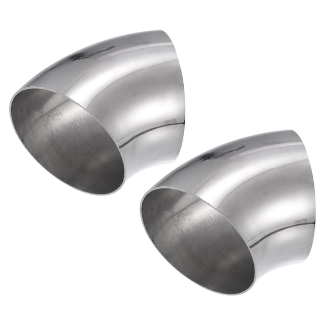 2uds OD 3.5" 45 Grados Inoxidable Acero Curva Tubo Escape Codo Tubo