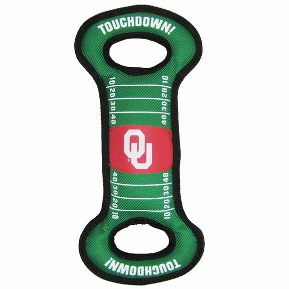 Pets First Collegiate Oklahoma Sooners Football Field Toy for DOGS & CATS. Heavy-Duty, Durable toys with Squeakers