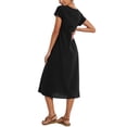 thumbnail image 3 of Vestido midi Zhyaj de algodón con cuello redondo y manga corta con bolsillos, 3 of 7