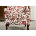 thumbnail image 6 of Modern Accent Chair with Wood Legs Retro Floral Design, Upholstered Armchair Single Sofa for Living Room Bedroom Office, Bean Paste Red, 6 of 7