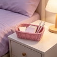 thumbnail image 3 of Plastic Woven Storage Baskets, Small Pantry Baskets for Organizing, Imitation Rattan Woven Basket Organizer Basket Bins for Shelves, Organizer and Storage for Bathroom, Bedrooms, Kitchens, Pink, 3 of 6